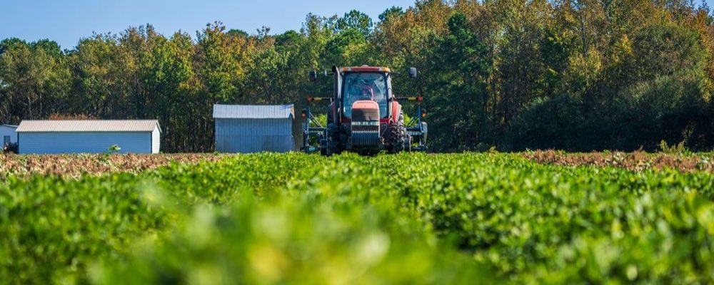 Tractor on rural field